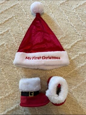 My First Christmas Santa hat and booties